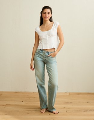 AE Cap-Sleeve Button-Up Top