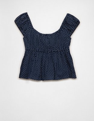 AE Cap-Sleeve Button-Up Top