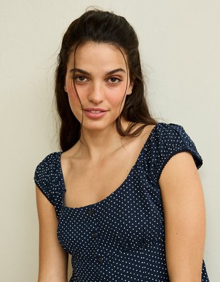 AE Cap-Sleeve Button-Up Top | American Eagle