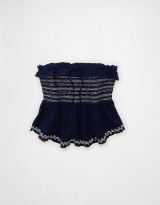 AE Tie-Front Smocked Tube Top