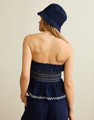 AE Tie-Front Smocked Tube Top