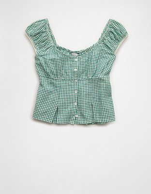 AE Cap-Sleeve Button-Up Top