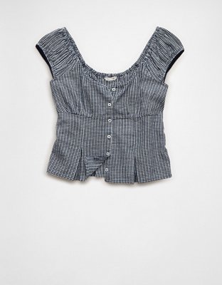 AE Cap-Sleeve Button-Up Top