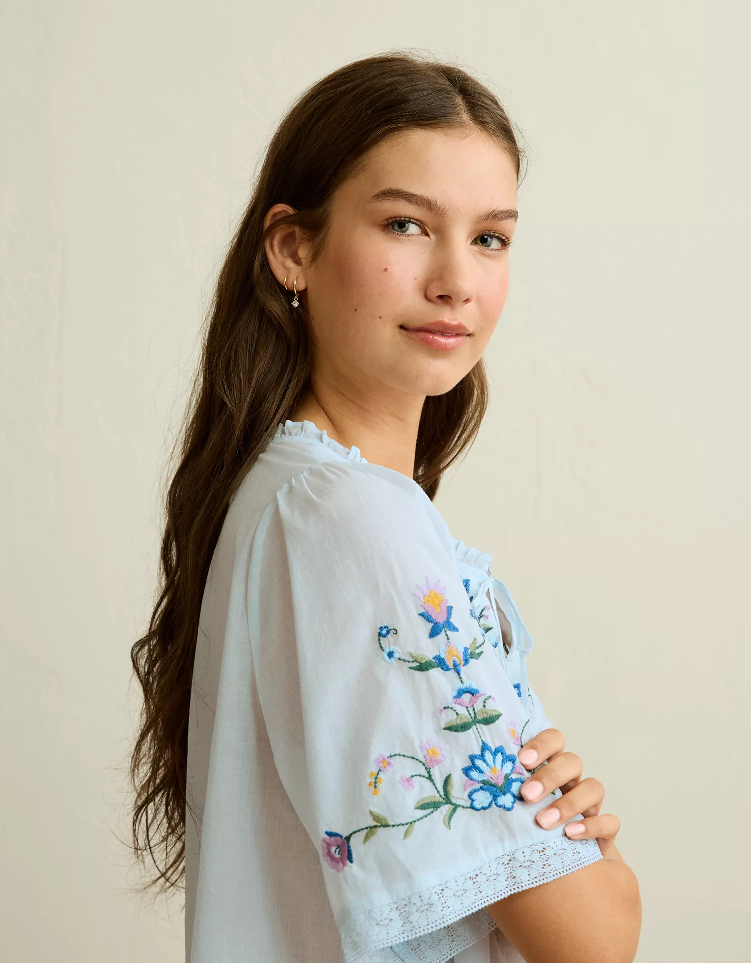 AE Flutter-Sleeve Embroidered Top - thumbnail 7