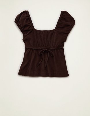 AE Short-Sleeve Button-Up Top