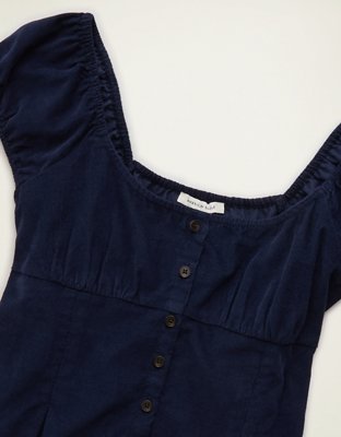 AE Short-Sleeve Button-Up Top