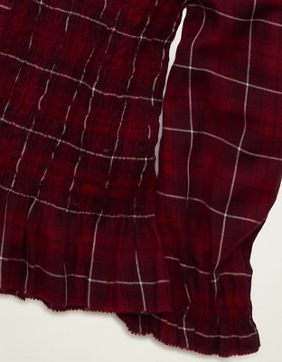 AE Smocked Button-Up Top