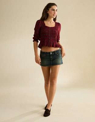 AE Smocked Button-Up Top