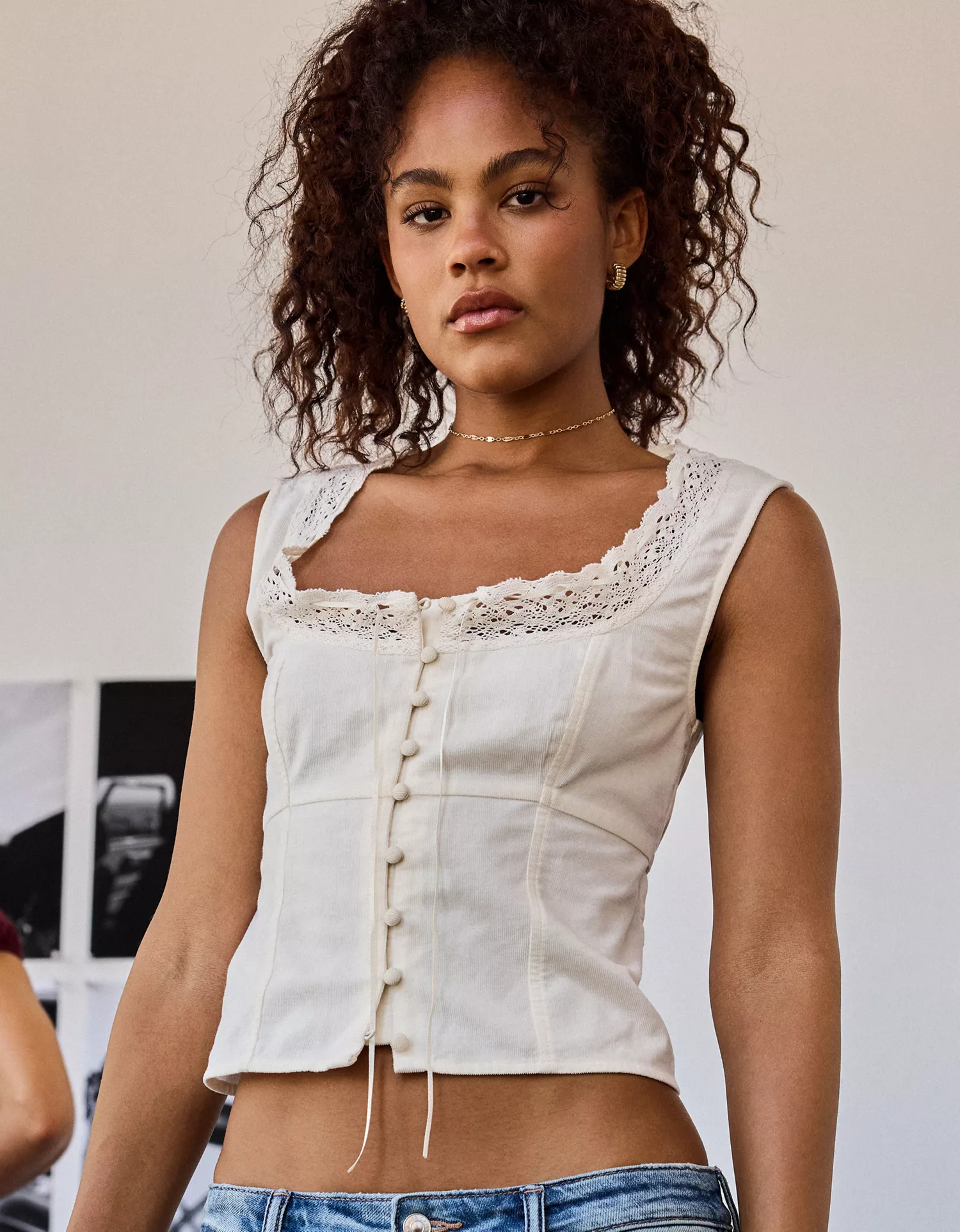 AE Lace-Trim Scoop Neck Tank