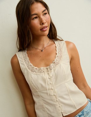 AE Lace-Trim Scoop Neck Tank