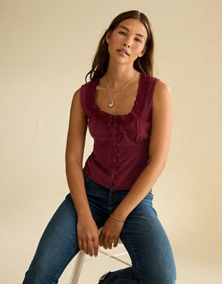 AE Lace-Trim Scoop Neck Tank