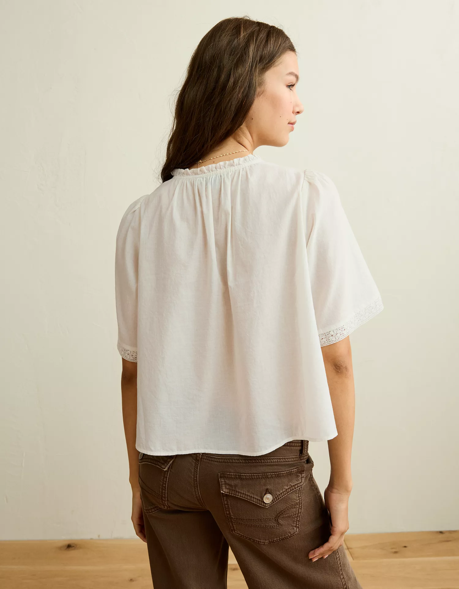 AE Flutter-Sleeve Embroidered Top - thumbnail 9