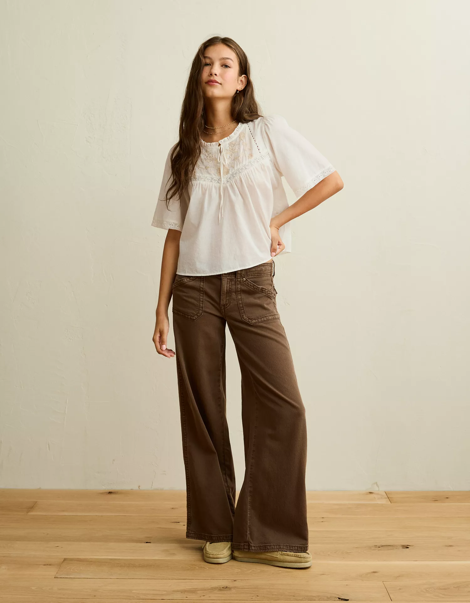 AE Flutter-Sleeve Embroidered Top - thumbnail 8