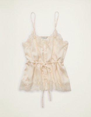 AE Lace Trim Button-Up Top