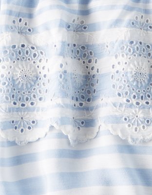 Женские топы American Eagle AE Blue Stripe Eyelet Top — фото 5