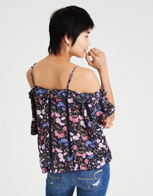Женские топы American Eagle AE COLD SHOULDER PRINTED TOP — фото 2