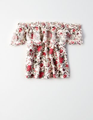 Женские топы American Eagle AE Floral Off-the-Shoulder Top — фото 3