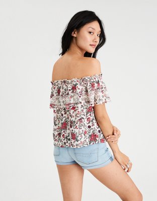 Женские топы American Eagle AE Floral Off-the-Shoulder Top — фото 2