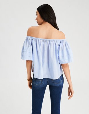 Женские топы American Eagle AE Bubble Sleeve Off-The-Shoulder Top — фото 2
