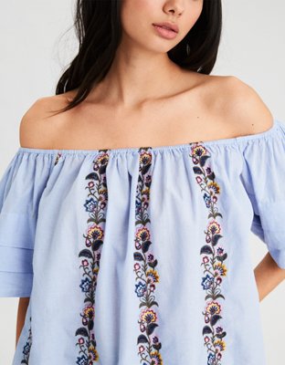 Женские топы American Eagle AE Bubble Sleeve Off-The-Shoulder Top — фото 5