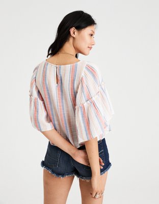 Женские топы American Eagle AE Wide Ruffle Sleeve Top — фото 2