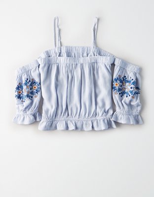Женские топы American Eagle AE Embroidered Cold Shoulder Top — фото 4
