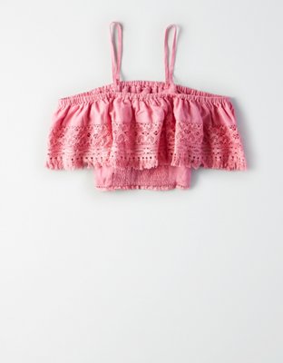 AE Off-The-Shoulder Crochet Top