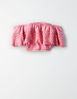 AE Off-The-Shoulder Crochet Top
