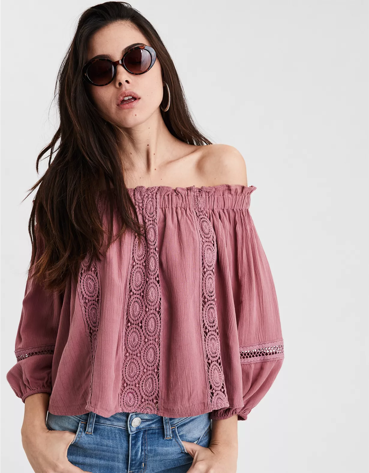 AE Off The Shoulder Long Sleeve Top