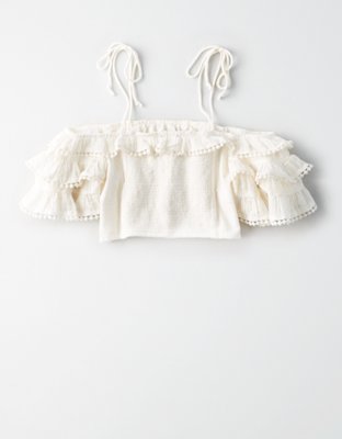 Женские топы American Eagle AE Off-The-Shoulder Pom Pom Top — фото 4