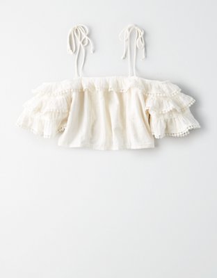 Женские топы American Eagle AE Off-The-Shoulder Pom Pom Top — фото 3