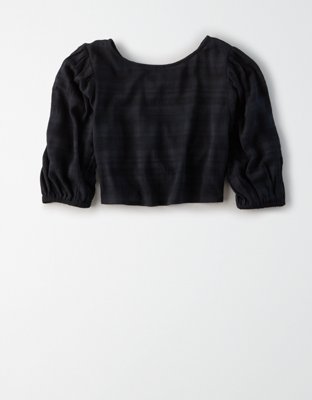 Женские блузки American Eagle AE Puff Sleeve Lace Up Blouse — фото 3