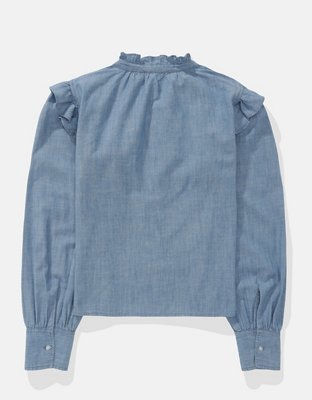 AE Blusa de Denim con Volante