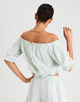 Женские топы American Eagle AE Off-The-Shoulder Tie Up Top — фото 2