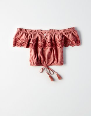 Женские топы American Eagle AE Off-The-Shoulder Crop Top — фото 3