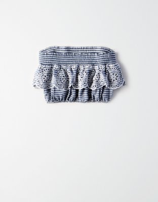 Женские топы American Eagle AE Off-The-Shoulder Double Lace Tube Top — фото 4
