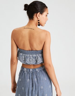 Женские топы American Eagle AE Off-The-Shoulder Double Lace Tube Top — фото 2
