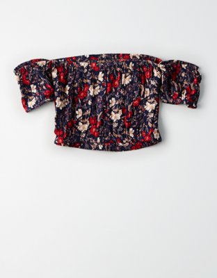 Женские топы American Eagle AE PRINTED OFF-THE-SHOULDER CROP TOP — фото 4