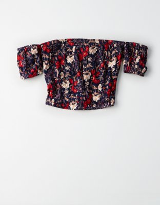 Женские топы American Eagle AE PRINTED OFF-THE-SHOULDER CROP TOP — фото 3