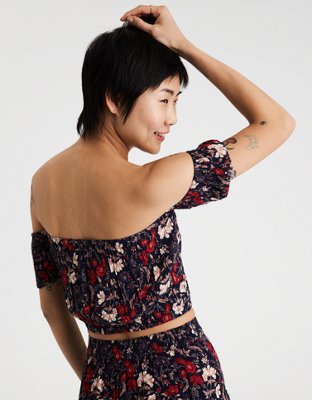 Женские топы American Eagle AE PRINTED OFF-THE-SHOULDER CROP TOP — фото 2