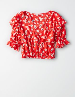 Женские топы American Eagle AE Puff Sleeve Floral Top — фото 3