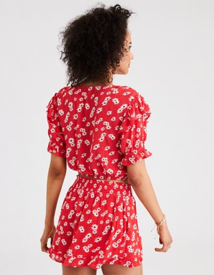 Женские топы American Eagle AE Puff Sleeve Floral Top — фото 2