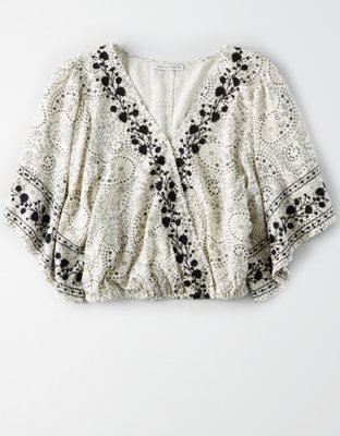 Женские топы American Eagle AE Long Sleeve Wrap Top — фото 3