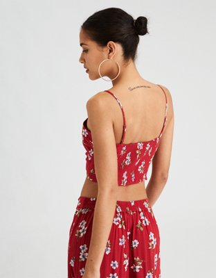 AE Button Front Cropped Cami