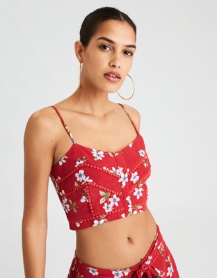 AE Button Front Cropped Cami