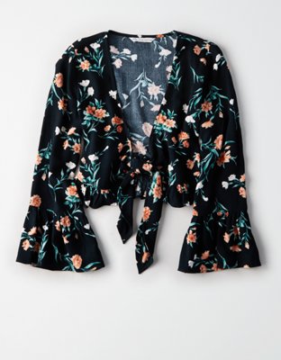 Женские топы American Eagle AE Tie Front Crop Top — фото 3
