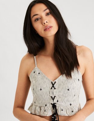 Женские топы American Eagle AE Embroidered Crop Top — фото 7