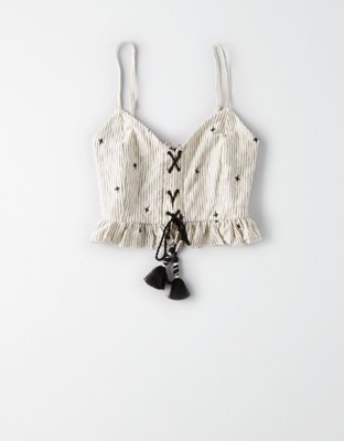 Женские топы American Eagle AE Embroidered Crop Top — фото 3