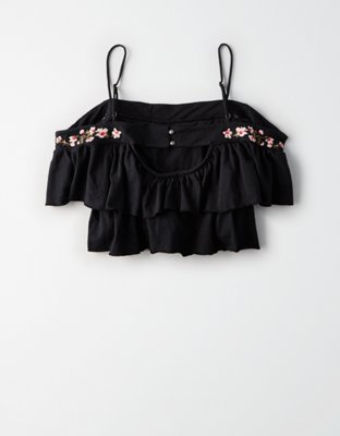 Женские топы American Eagle AE Embroidered Double Flounce Top — фото 4