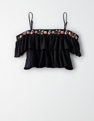 Женские топы American Eagle AE Embroidered Double Flounce Top — фото 3